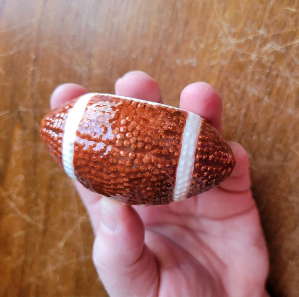 ceramic football and helmet salt and pepper shakers